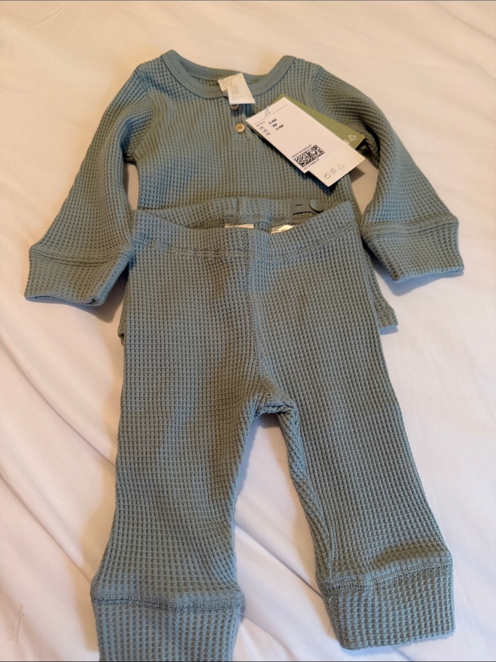 H&M Sage Green Waffle Knit One-Piece Set